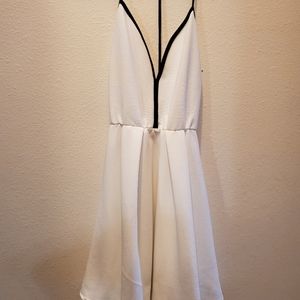 White Summer Skater Dress Black Lining